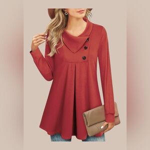 Timeson burgundyTunic with Button Accents